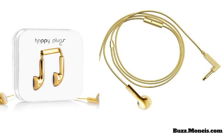 1. Solid Gold Happy Plugs Earbuds
