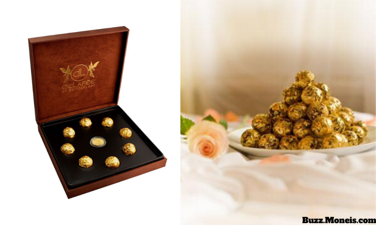 3. DeLafee of Switzerland Gold Swiss Chocolate Box with Gold Coin
